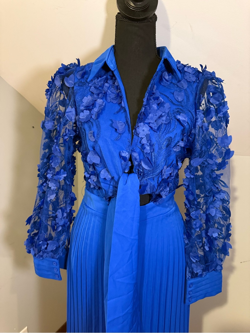 Chicme Royal Blue Pleated Wide-Leg Jumpsuit - Picture 4 of 12